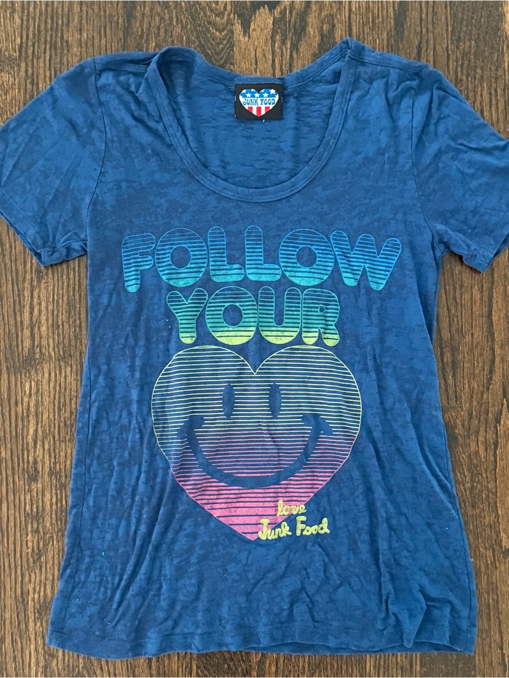 Junk Food Clothing 'Follow Your Heart' Blue Graphic Tee